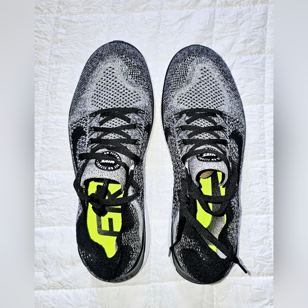 Nike Free Rn Flyknit 2018 White Black Running Shoes Men's 942838-101 Size 10 - Picture 9 of 12